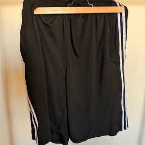 Black Athletic Shorts with White Stripes